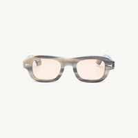 Lombia Manqoba sunglasses in striped horn, front view